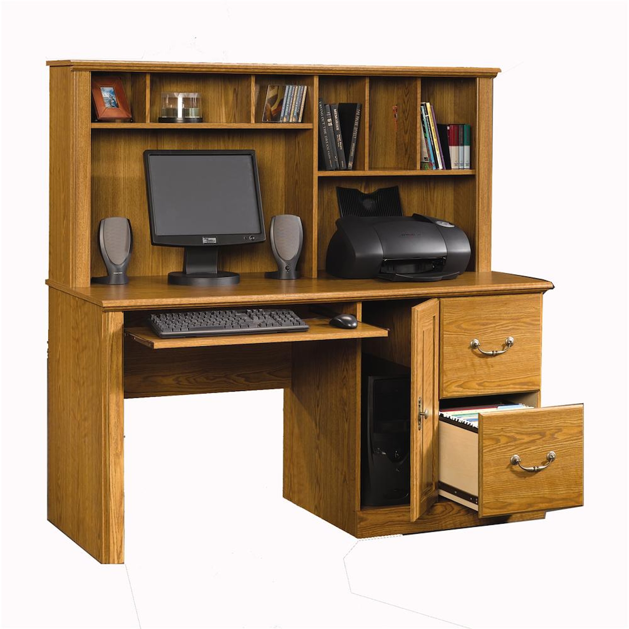 Sauder Orchard Hills 401354 Single Pedestal Desk & Hutch Corner